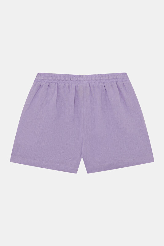 Lilac Embroidered Linen Children's Shorts 2