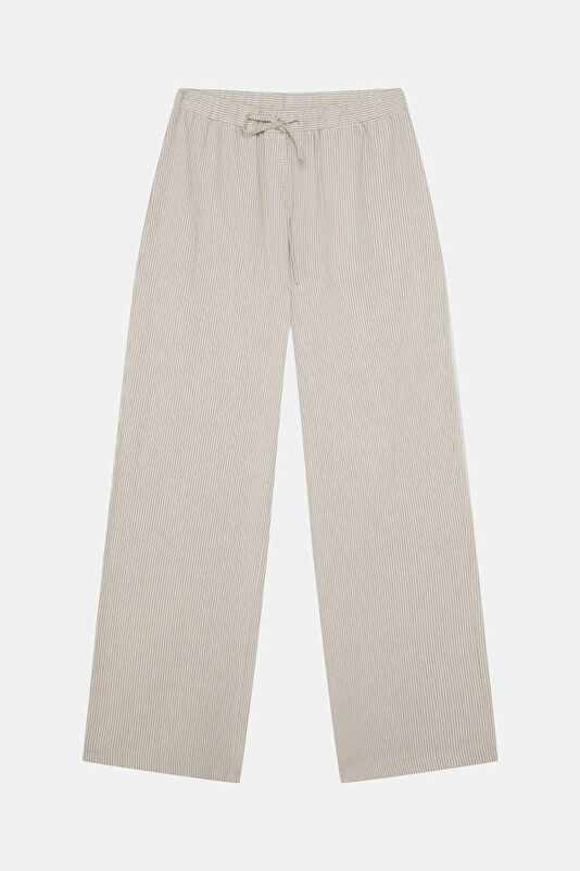 Bej Wide Leg Kadın Pantolon