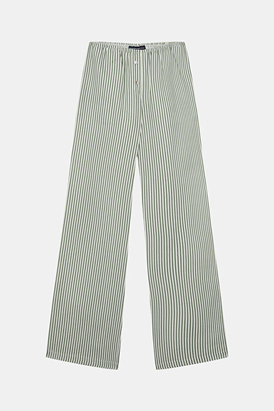 Haki Wide Leg Kadın Pantolon