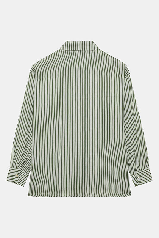 Khaki Striped Patterned Women's Shirt 2