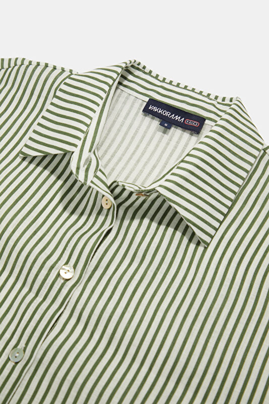 Khaki Striped Patterned Women's Shirt 3