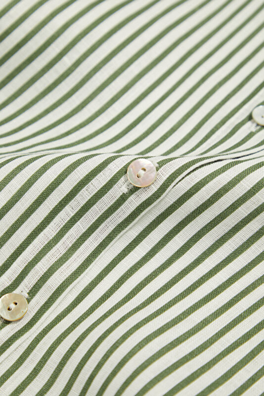 Khaki Striped Patterned Women's Shirt 4