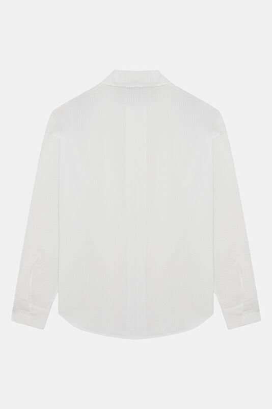 White Striped Pattern Women's Shirt 2