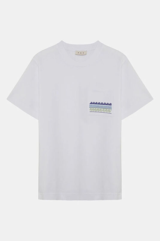 White Embroidered Men's T-Shirt