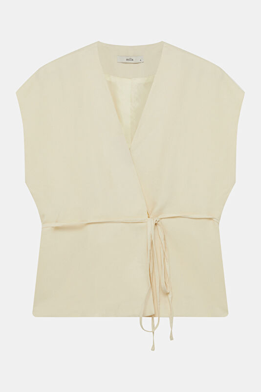 Cream Sleeveless Women's Blouse 4