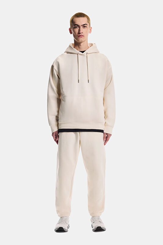 Krem Relax Kalıp Kapuşonlu Erkek Sweatshirt