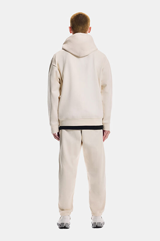 Krem Relax Kalıp Kapuşonlu Erkek Sweatshirt 2