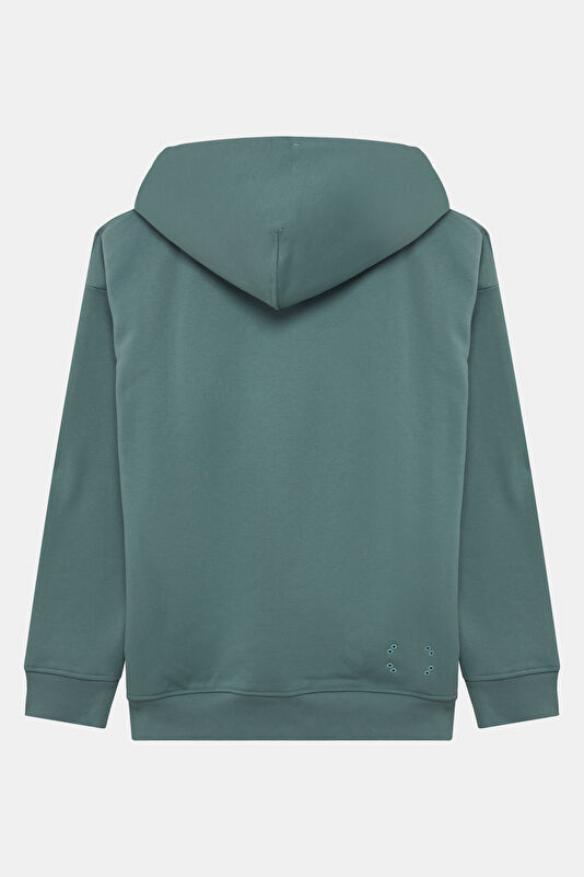Yeşil Relax Kalıp Kapuşonlu Sweatshirt 2