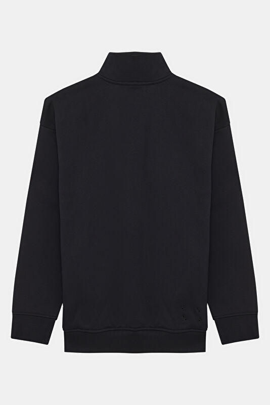 Black Relax Fit Stand-Up Collar Men's Sweatshirt 2