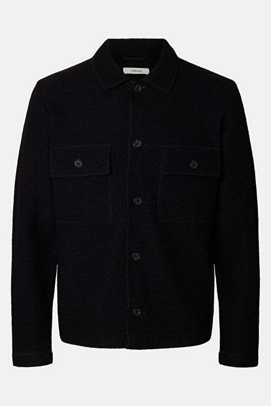 Black Wool Knit Men's Cardigan