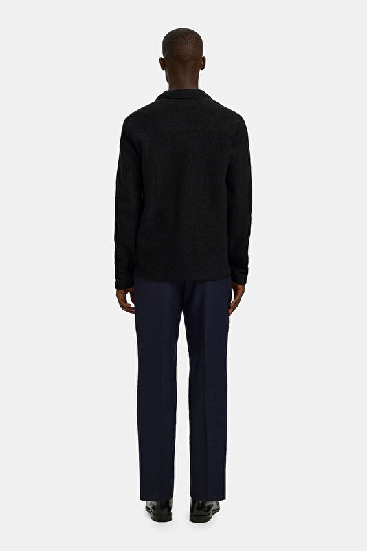Black Wool Knit Men's Cardigan 3