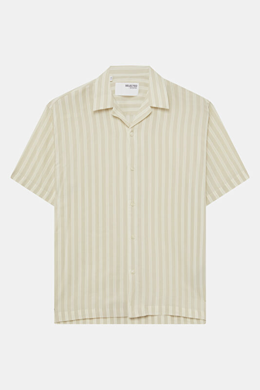 Relax Fit Ecru Resort Collar Men's Shirt