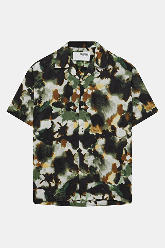 Relax Fit Multicolored Patterned Resort Collar Men's Shirt