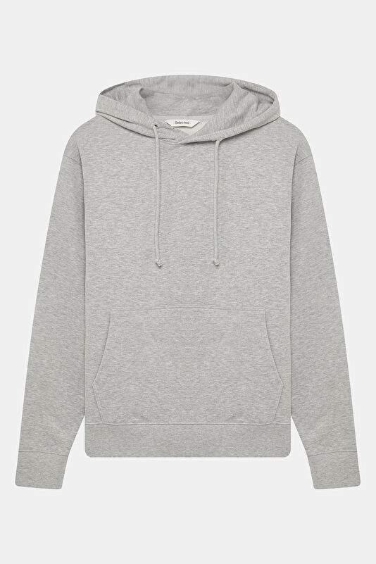 Gri Relax Kalıp Kapuşonlu Erkek Sweatshirt