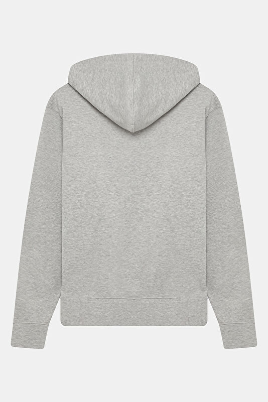 Gri Relax Kalıp Kapuşonlu Erkek Sweatshirt 2