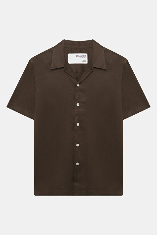 Relax Fit Brown Resort Collar Men's Shirt