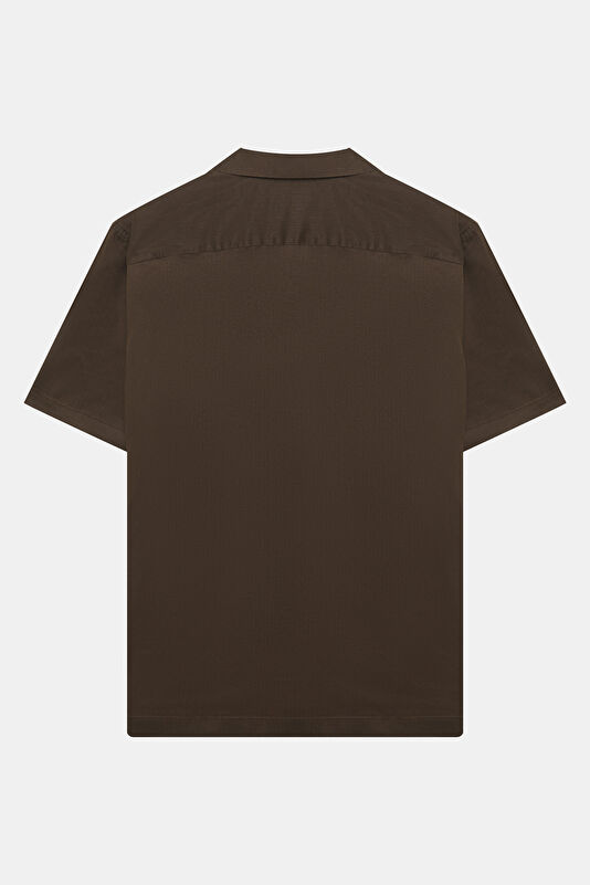 Relax Fit Brown Resort Collar Men's Shirt 2