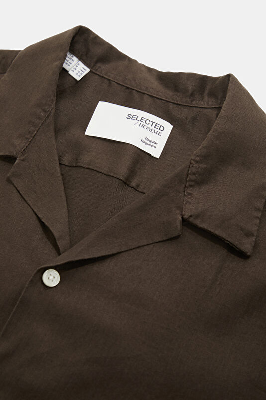 Relax Fit Brown Resort Collar Men's Shirt 3