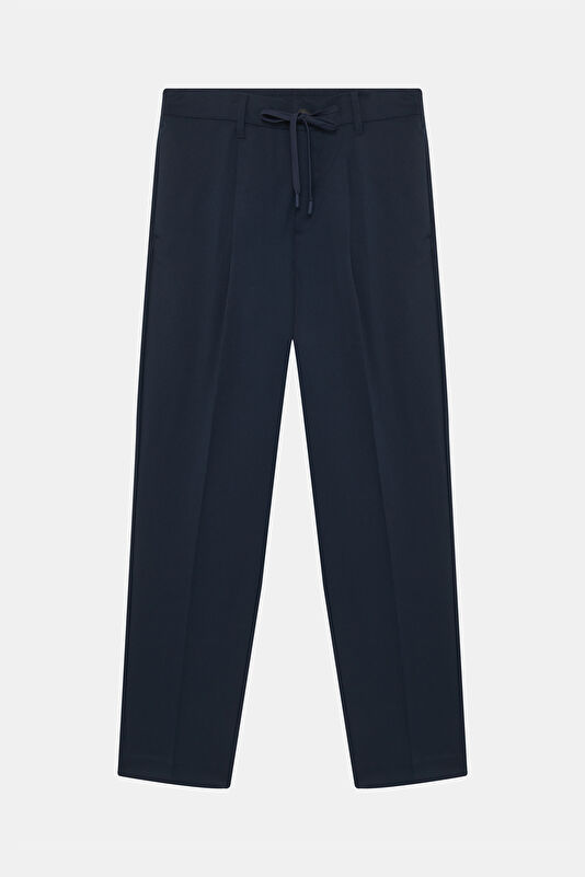 Relax Fit Navy Blue Straight Leg Men's Trousers