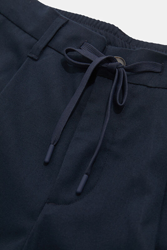 Relax Fit Navy Blue Straight Leg Men's Trousers 3