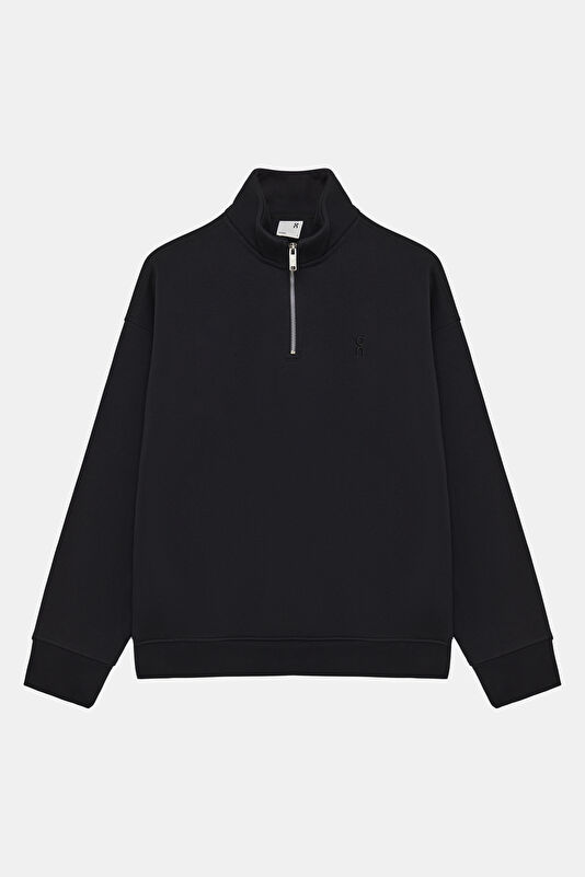 Siyah Dik Yaka Kadın Sweatshirt