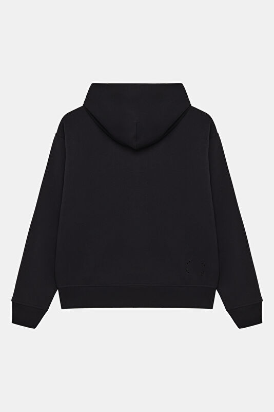 Siyah Kapuşonlu Kadın Sweatshirt 2