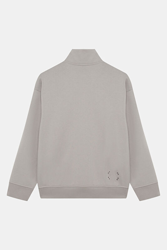 Bej Dik Yaka Kadın Sweatshirt 2