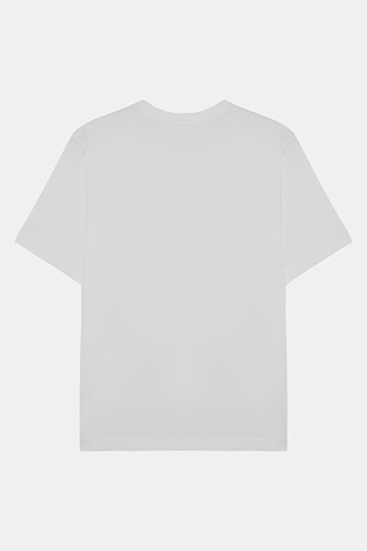 Beyaz Bisiklet Yaka Kadın T-Shirt 2