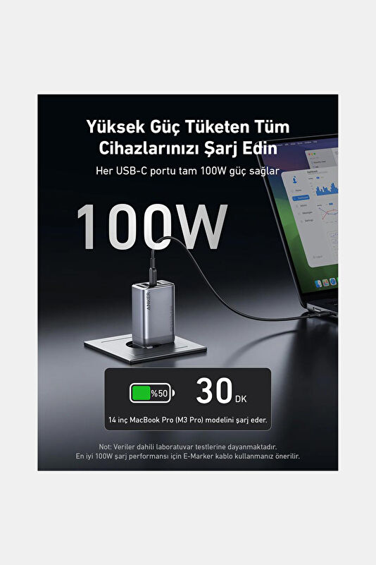 Prime 100W 3 Ports GaN Şarj Cihazı 3