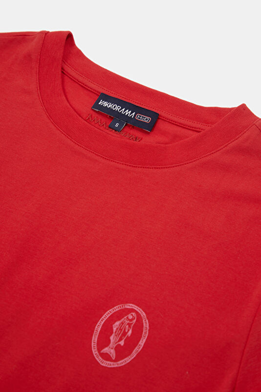Kırmızı Bisiklet Yaka Baskılı Kadın T-Shirt 3