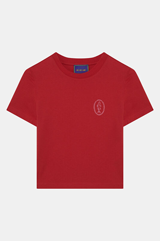Red Crew Neck Printed Children's T-Shirt