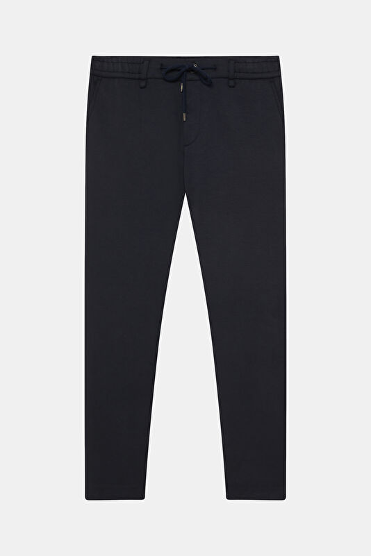 Relax Fit Navy Blue Straight Leg Modal Men's Pants