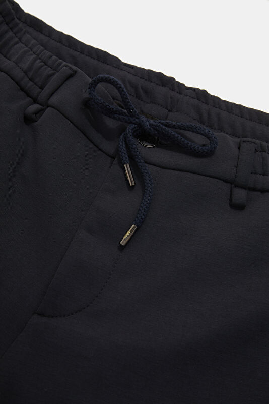 Relax Fit Navy Blue Straight Leg Modal Men's Pants 3