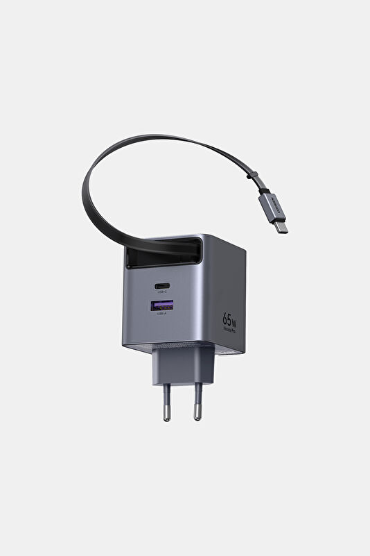65W GaN Fast Charger with Retractable Cable 2