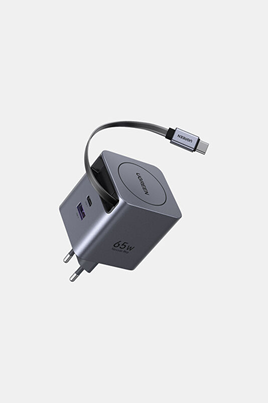 65W GaN Fast Charger with Retractable Cable 4
