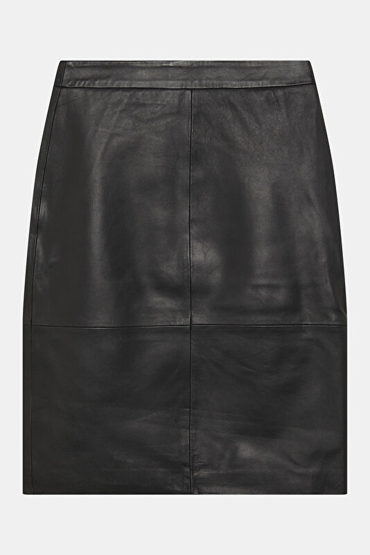 Siyah Deri Kadın Etek