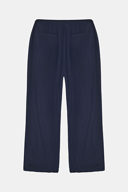 Navy Blue Straight Viscose Women's Pants 2