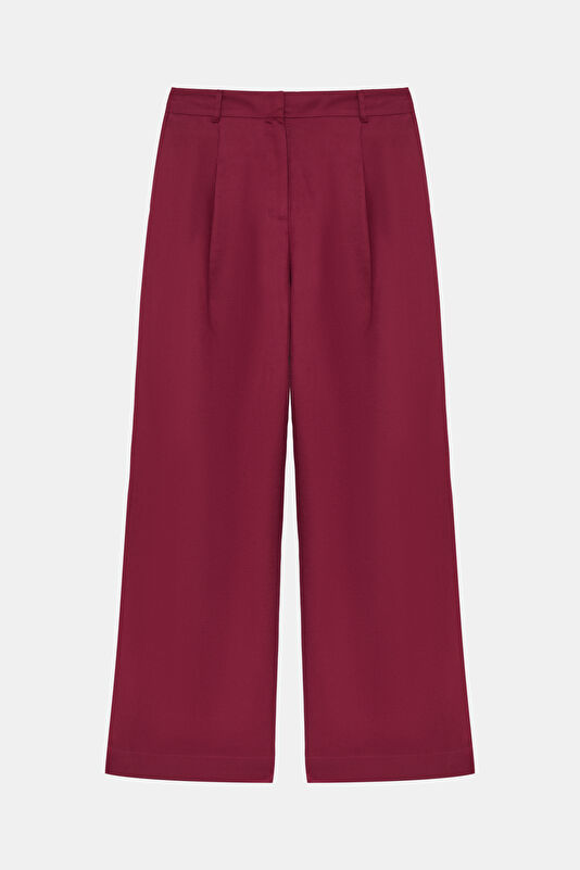 Bordo Straight Kadın Pantolon