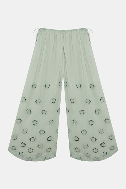 Su Yeşili Wide Leg Kadın Pantolon