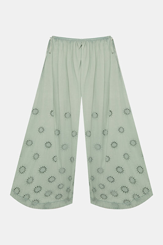 Su Yeşili Wide Leg Kadın Pantolon 2