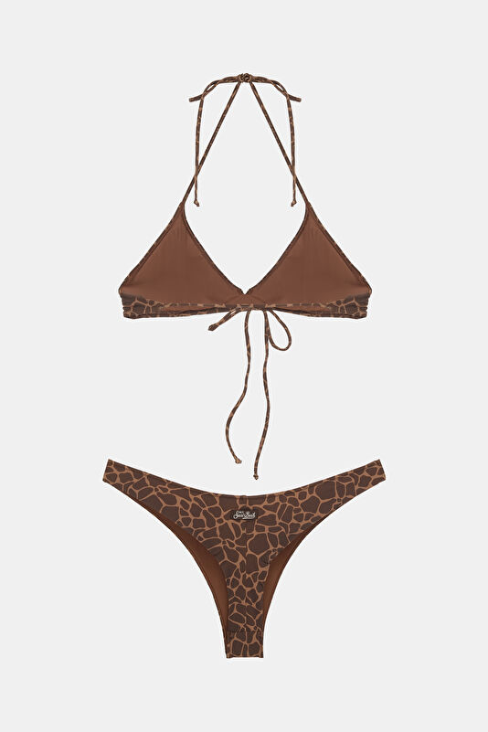 Kahve Animal Figürlü Bağlamalı Kadın Bikini 2