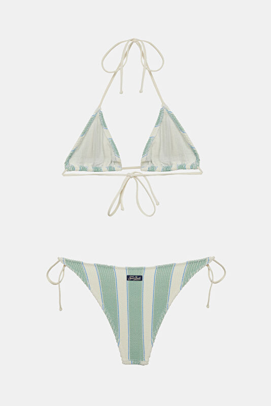 Green Striped Tie-Up Women's Bikini 2
