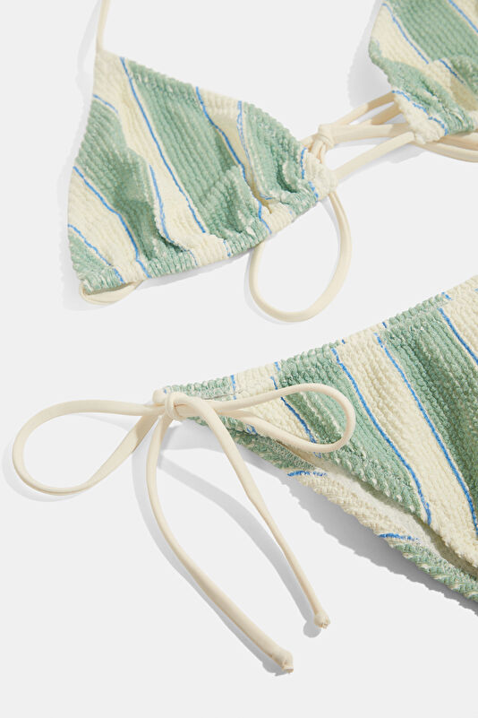 Green Striped Tie-Up Women's Bikini 3
