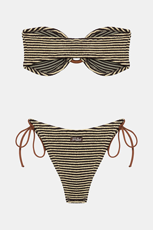 Vizon Çizgili Desenli Bağlamalı Kadın Bikini 2