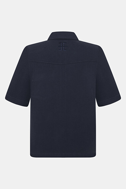 Lacivert Polo Yaka Kadın T-Shirt 2