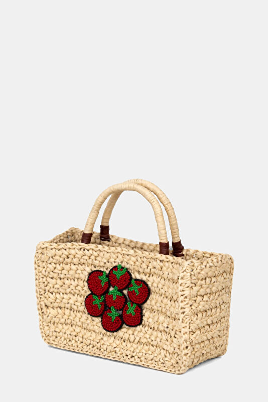 Tomato Mini Tote Natural Raffia Bag