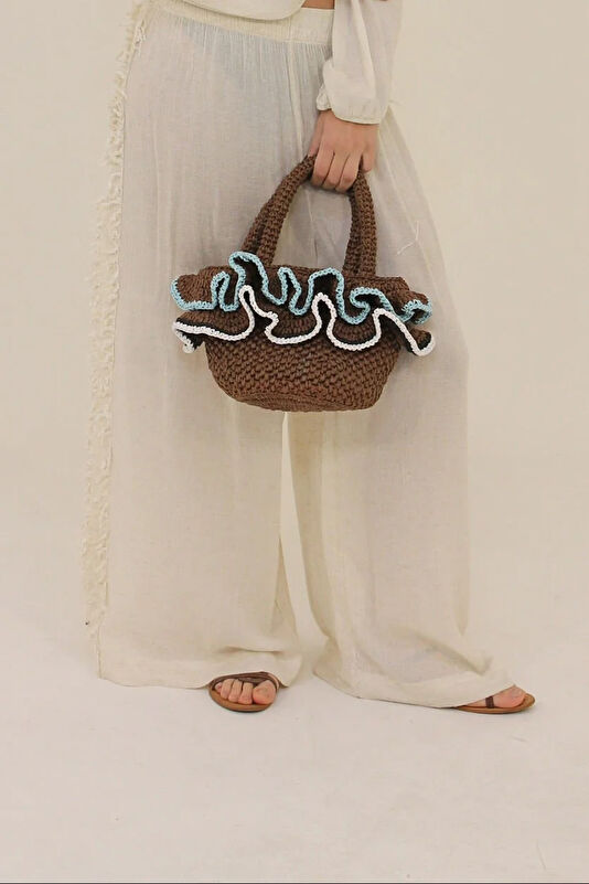 Ruffle Basket Coffee Raffia Bag 2