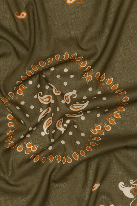 Dark Khaki Patterned Scarf 2