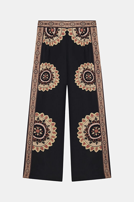 Black Wide Leg Viscose Women's Pants 2