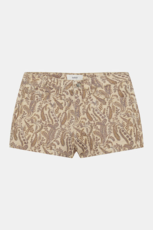 Ecru Patterned Women's Shorts